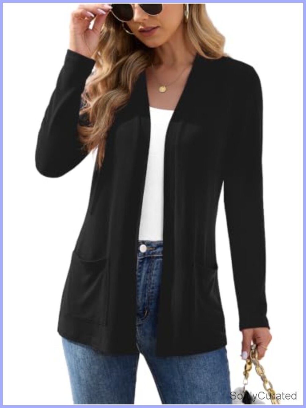 Lightweight Open Front Cardigan Long Sleeve Thin Knit Sweater